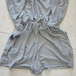 Black & White Print Short Strapless Jumpsuit XL